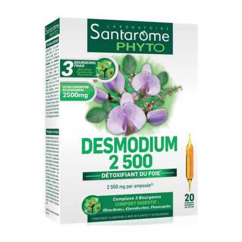 Supliment pentru ficat - santarome phyto desmodium 2500, 20 fiole