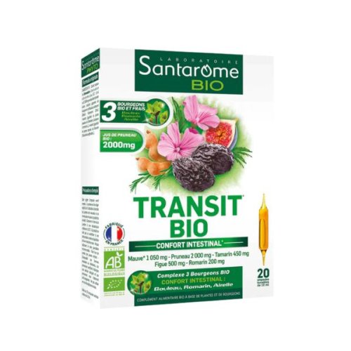 Supliment pentru tranzitul intestinal - santarome bio transit bio, 20 fiole