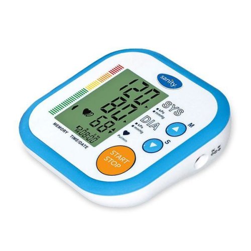 Tensiometru electronic de brat sanity simple, 60 seturi de memorie, tehnologie fds, produs validat clinic, alb/albastru