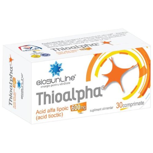 Thioalpha 600 mg biosunline, helcor, 30 comprimate
