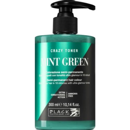 Toner semi-permanent - crazy toner mint green black professional, nuanta verde, 300 ml