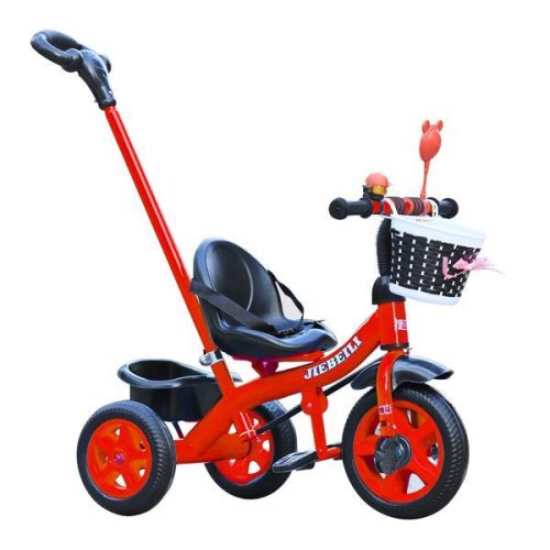 Tricicleta cu pedale pentru copii 2-5 ani, cu maner parental detasabil, rosie, oem