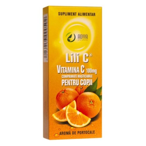 Vitamina c 100 mg cu aroma de portocale pentru copii adya green pharma, 30 comprimate