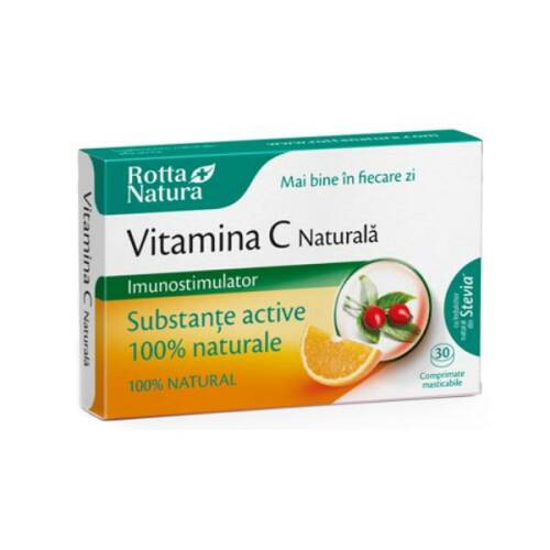 Vitamina c naturala din macese rotta natura, 30 comprimate masticabile