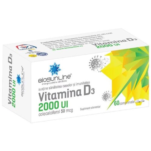 Vitamina d3 2000 ui biosunline, helcor, 60 comprimate
