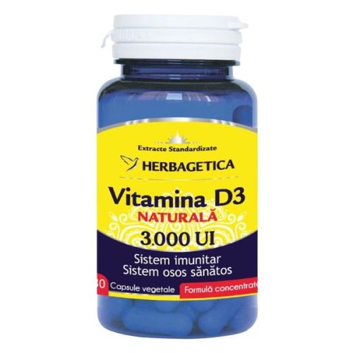 Vitamina d3 naturala 3000 ui herbagetica, 30 capsule vegetale