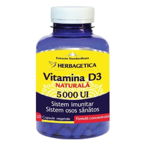 Vitamina d3 naturala 5000 ui herbagetica, 120 capsule vegetale