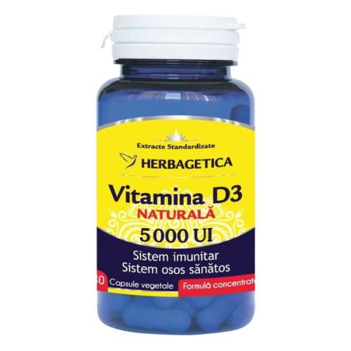 Vitamina d3 naturala 5000 ui herbagetica, 30 capsule vegetale