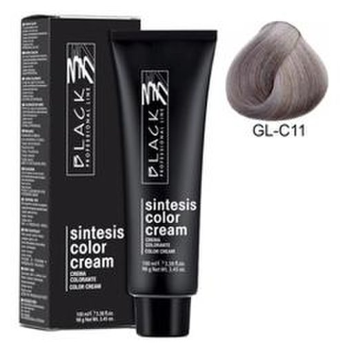Vopsea crema permanenta - black professional line sintesis color cream glam colors, nuanta gl-c11 milan grey, 100ml