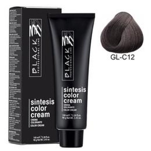 Vopsea crema permanenta - black professional line sintesis color cream glam colors, nuanta gl-c12 london grey, 100ml