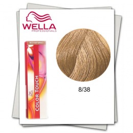 Vopsea fara amoniac - wella professionals color touch nuanta 8/38 auriu deschis