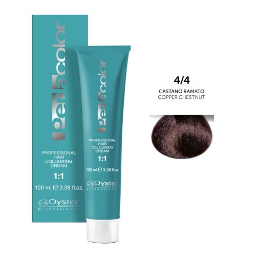 Vopsea permanenta - oyster cosmetics perlacolor professional hair coloring cream nuanta 4/4 castano ramato