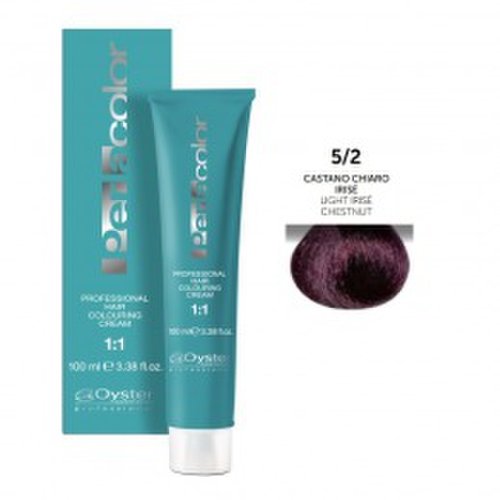 Vopsea permanenta - oyster cosmetics perlacolor professional hair coloring cream nuanta 5/2 castano chiaro irise