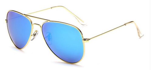 Ochelari de soare aviator bleu cu auriu