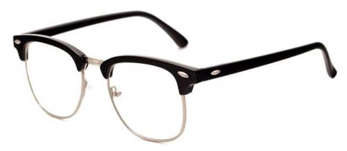 Ochelari - rame cu lentile transparente clubmaster retro negre cu argintiu