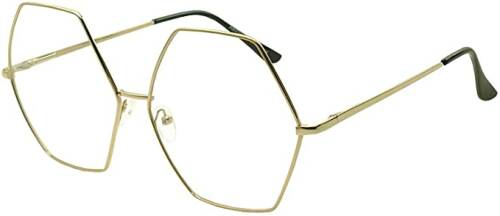 Ochelari - rame cu lentile transparente hexagonal auriu