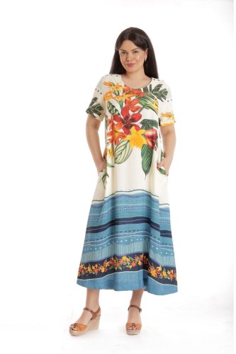 Rochie dama lunga cu buzunare, multicolor cu model floral