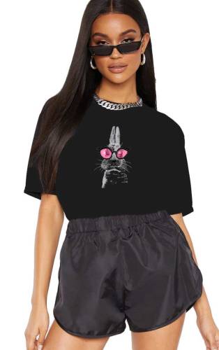 Tricou dama negru - bunny fashion