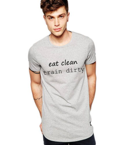 Tricou gri barbati - eat clean train dirty