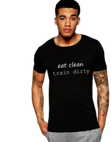 Tricou negru barbati - eat clean train dirty