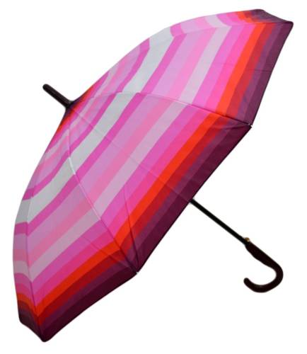 Umbrela baston iconic automata, roz deschis multicolor, Ø110cm, articulatii anti-vant
