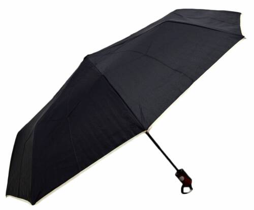 Umbrela pliabila iconic automata, neagra cu margini bej, Ø110cm, articulatii anti-vant