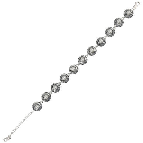 Bratara eleganta argint antichizat cu perle