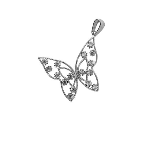 Pandantiv argint mariposa cu zirconii albe