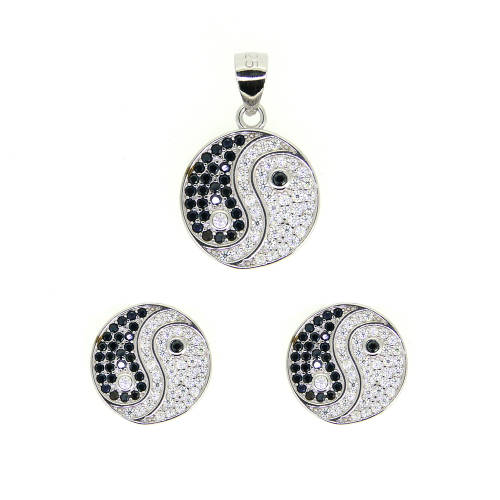 Set argint cercei si pandantiv yin yang