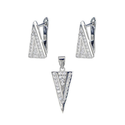Set argint triangle cu zirconii