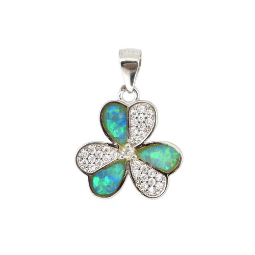 Talisman argint floare cu opal verde