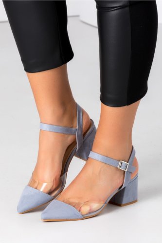 Pantofi amty bleu cu insertie transparenta