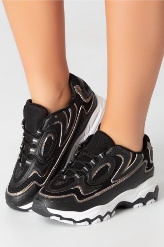 Pantofi sport negri cu detalii reflectorizante