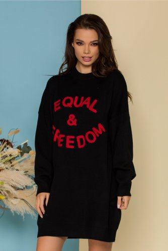 Rochie freedom neagra casual oversize din tricot