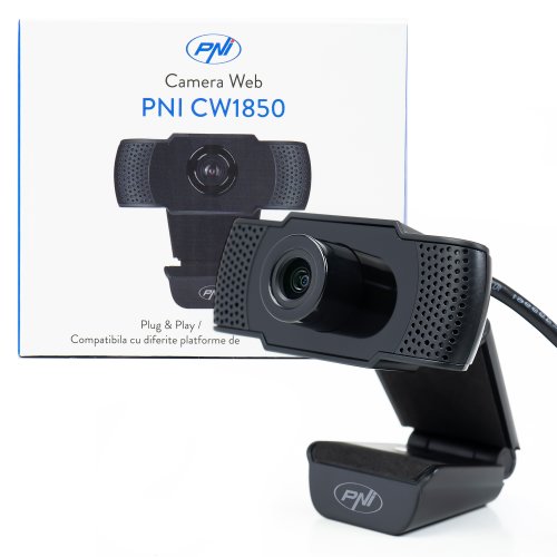 Camera web pni cw1850 full hd 1080p 2mp, usb, clip-on, microfon stereo incorporat