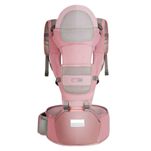 Marsupiu ergonomic cu scaunel si aerisire, aexya, roz