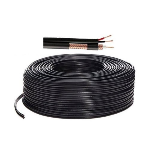 Rola 100 m cablu cctv coaxial rg 6 cu alimentare 2 x 0,50 mm