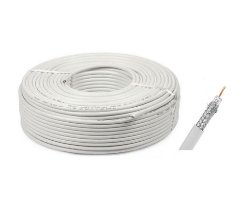 Rola 100 m cablu coaxial rg6 alb 64 x 0.12mm