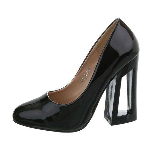 Persuasive cart teenager Pantofi moderni, de culoare neagra, cu toc gros, decupat — Euforia-Mall.ro