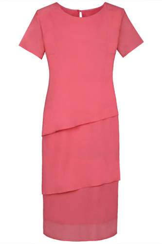 Rochie eleganta, de culoare roz-inchis, cu aspect stratificat