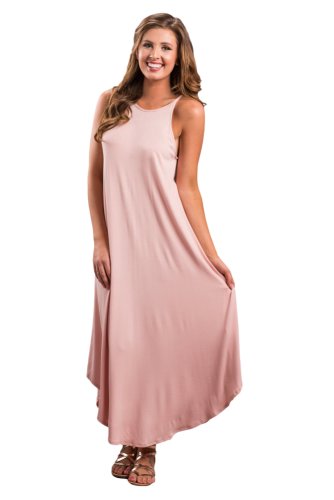 D612-5222 rochie roz, stil maxi, fara maneci, model asimetric