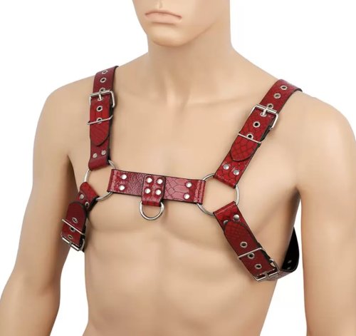 Chest harness pentru barbati, rosu, s-l, jgf lingerie
