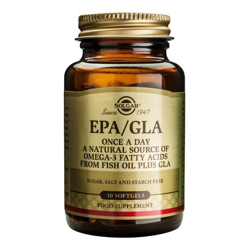 Acizi grasi epa/gla (acidul eicosapentanoic/acidul gama linoleic) 30 capsule moi, solgar, natural