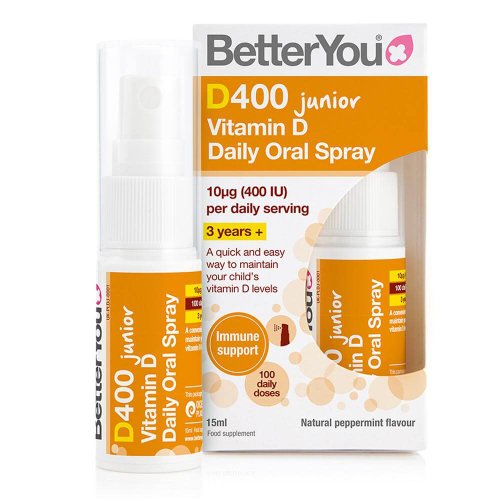 Dlux junior spray oral cu vitamina d3 400 iu pentru copii de 3 ani si peste, betteryou, 100 doze zilnice, 15 ml, natural