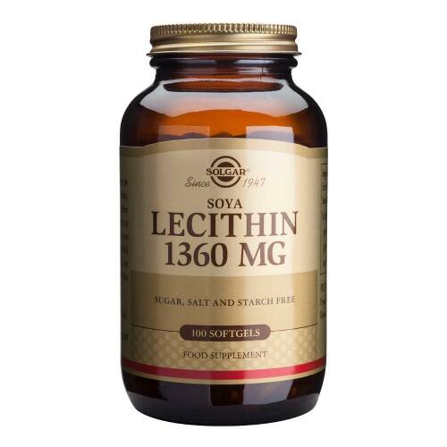 Lecithin (lecitina din soia) 1360mg 100 capsule moi, solgar, natural