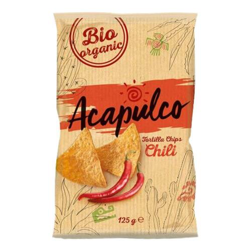 Tortilla chips cu chili acapulco, bio, 125 g, ecologic