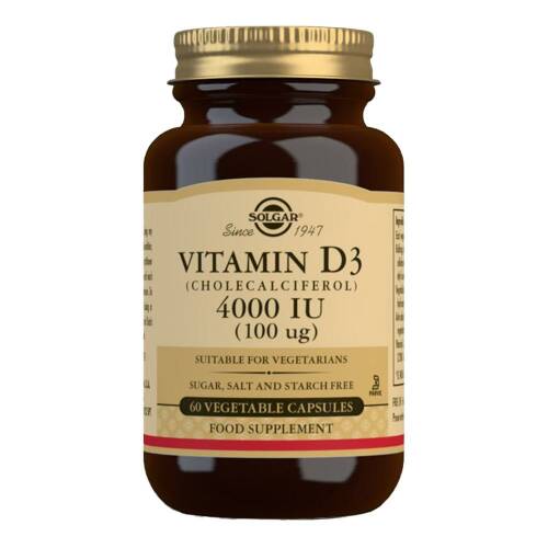 Vitamina d3 (colecalciferol) 4000iu 60 capsule, solgar, natural