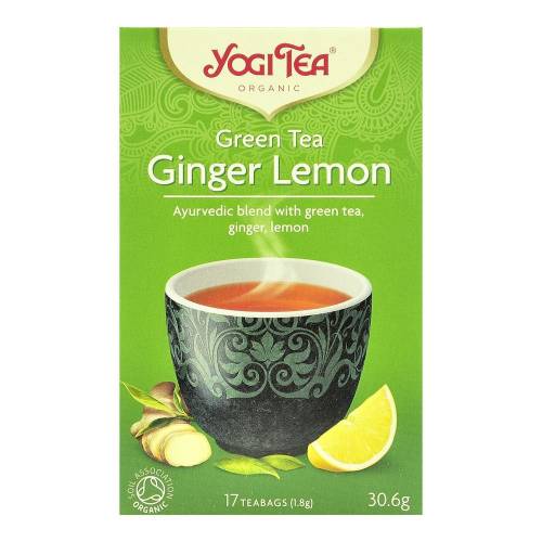 Yogi tea green tea ginger lemon, ceai ayurvedic cu ceai verde, ghimbir si lamaie, bio, 30,6 g