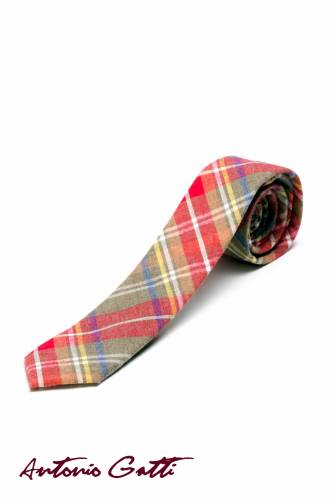 Cravata rosie in carouri cr006-2814