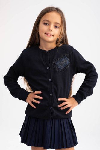 Bluza bleumarin cu maneca lunga si nasturi pentru fete 7-8 ani (117-122cm)